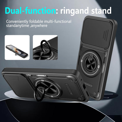 For Motorola Moto G56 5G Multifunctional Sliding Camshield Ring Holder Phone Case - Orange - EDA009734009A