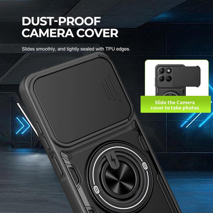 For Motorola Moto G56 5G Multifunctional Sliding Camshield Ring Holder Phone Case - Black - EDA009734009C