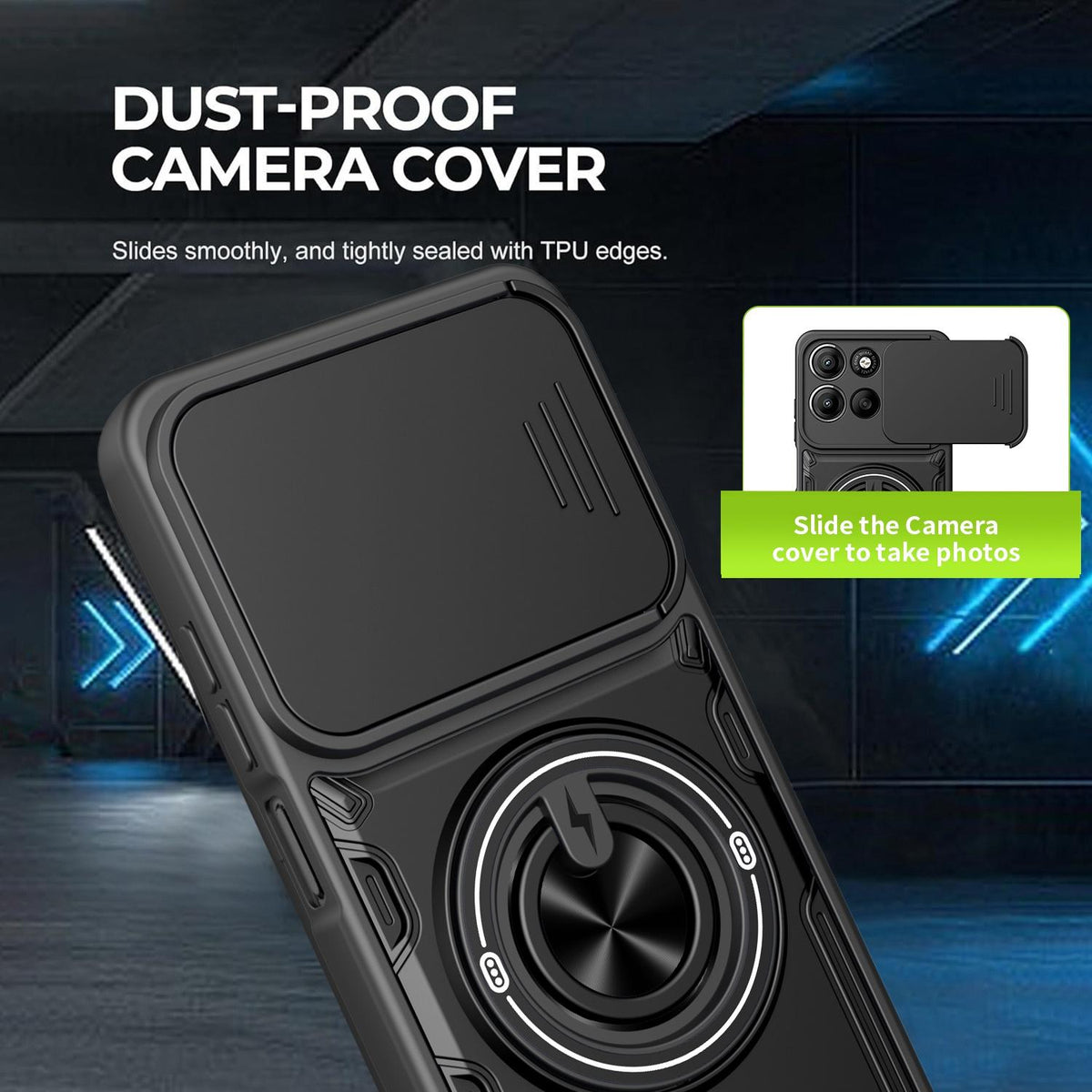 For Motorola Moto G56 5G Multifunctional Sliding Camshield Ring Holder Phone Case - Red - EDA009734009D