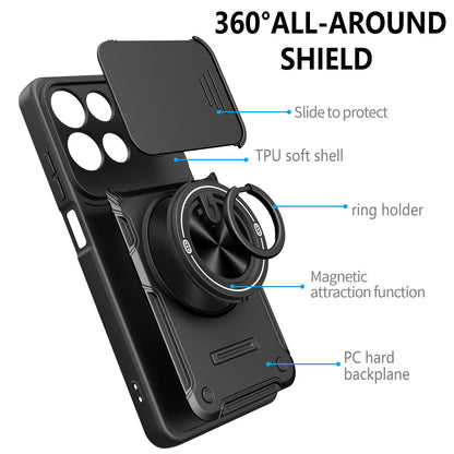 For Motorola Moto G56 5G Multifunctional Sliding Camshield Ring Holder Phone Case - Purple - EDA009734009E