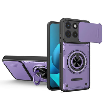 For Motorola Moto G87 / G77 / G67 Multifunctional Sliding Camshield Ring Holder Phone Case - Purple - EDA009734011E