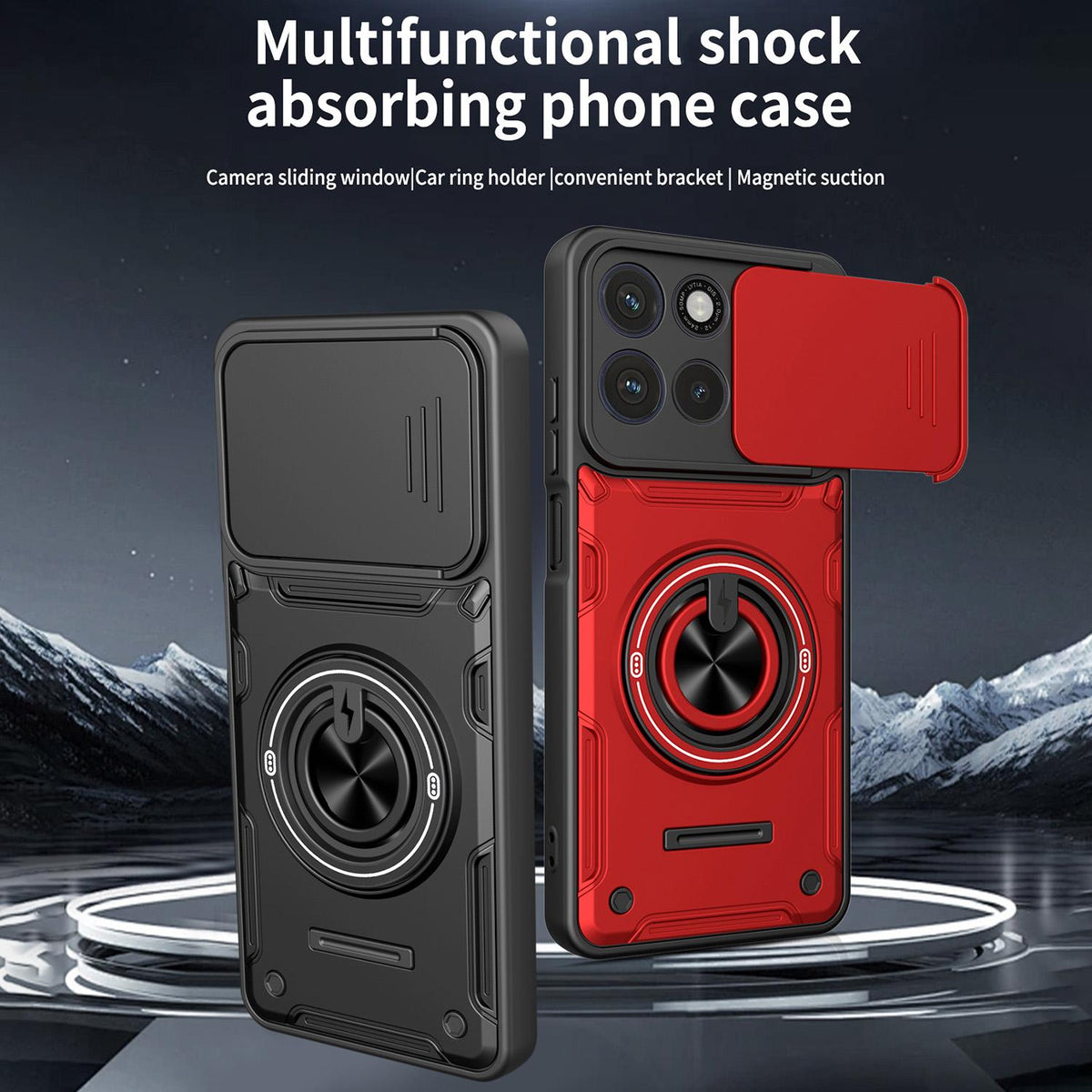 For Motorola Moto G87 / G77 / G67 Multifunctional Sliding Camshield Ring Holder Phone Case - Purple - EDA009734011E