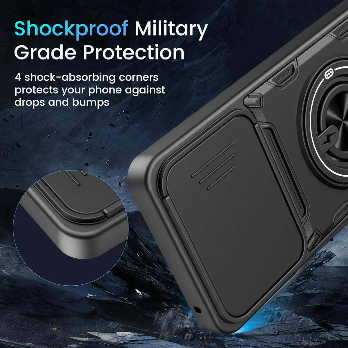 For Motorola Moto G87 / G77 / G67 Multifunctional Sliding Camshield Ring Holder Phone Case - Purple - EDA009734011E