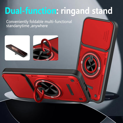 For Xiaomi 15T 5G Multifunctional Sliding Camshield Ring Holder Phone Case - Blue - EDA009734101B