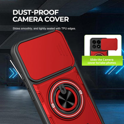 For Xiaomi 15T 5G Multifunctional Sliding Camshield Ring Holder Phone Case - Black - EDA009734101C