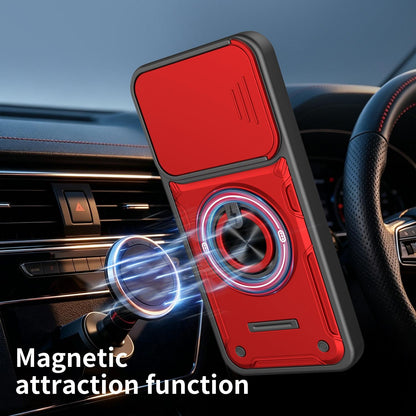 For Xiaomi 15T 5G Multifunctional Sliding Camshield Ring Holder Phone Case - Red - EDA009734101D
