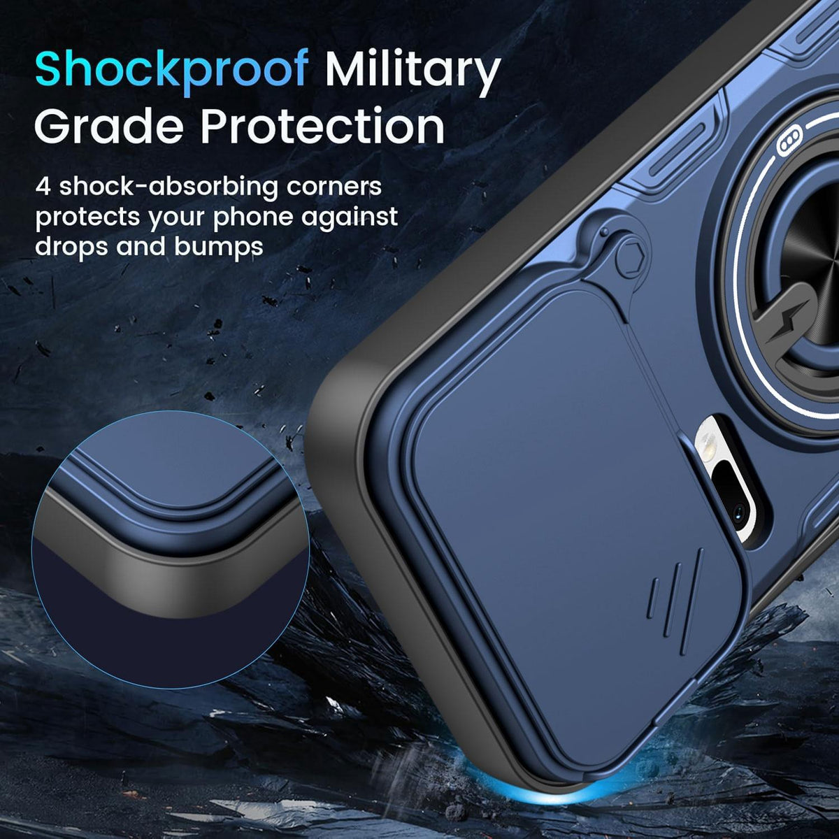 For Xiaomi 17 Pro Multifunctional Sliding Camshield Ring Holder Phone Case - Orange - EDA009734103A