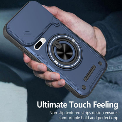 For Xiaomi 17 Pro Multifunctional Sliding Camshield Ring Holder Phone Case - Blue - EDA009734103B