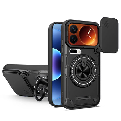 For Xiaomi 17 Pro Multifunctional Sliding Camshield Ring Holder Phone Case - Black - EDA009734103C