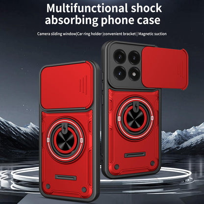 For Xiaomi 17 Multifunctional Sliding Camshield Ring Holder Phone Case - Orange - EDA009734104A