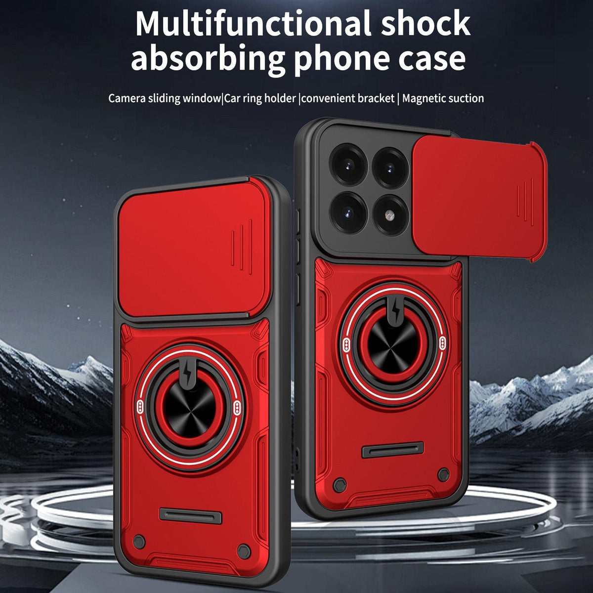 For Xiaomi 17 Multifunctional Sliding Camshield Ring Holder Phone Case - Blue - EDA009734104B