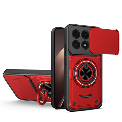 For Xiaomi 17 Multifunctional Sliding Camshield Ring Holder Phone Case - Red - EDA009734104D