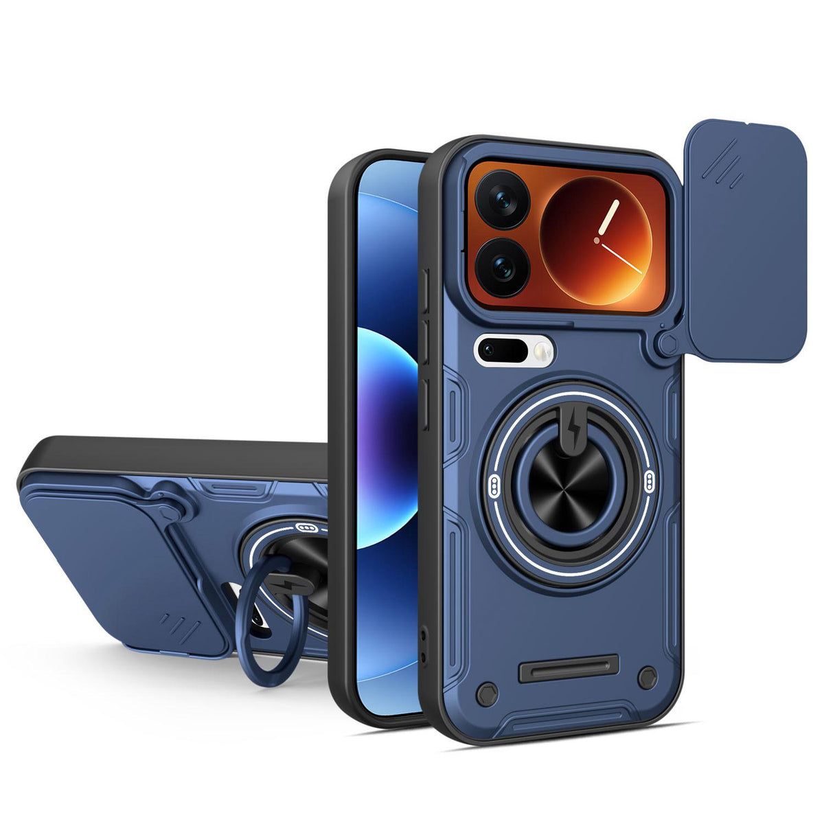 For Xiaomi 17 Pro Max Multifunctional Sliding Camshield Ring Holder Phone Case - Blue - EDA009734105B