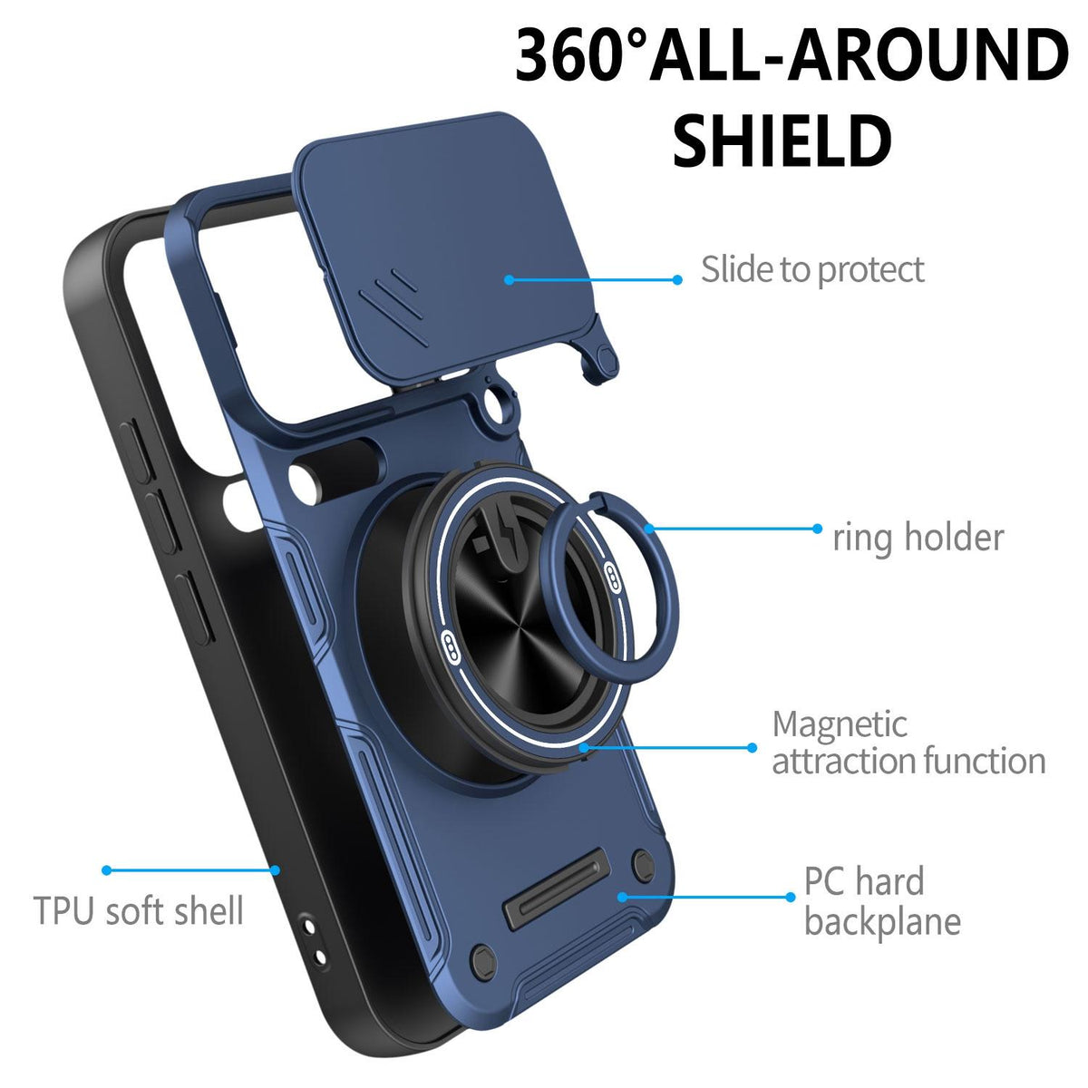 For Xiaomi 17 Pro Max Multifunctional Sliding Camshield Ring Holder Phone Case - Red - EDA009734105D