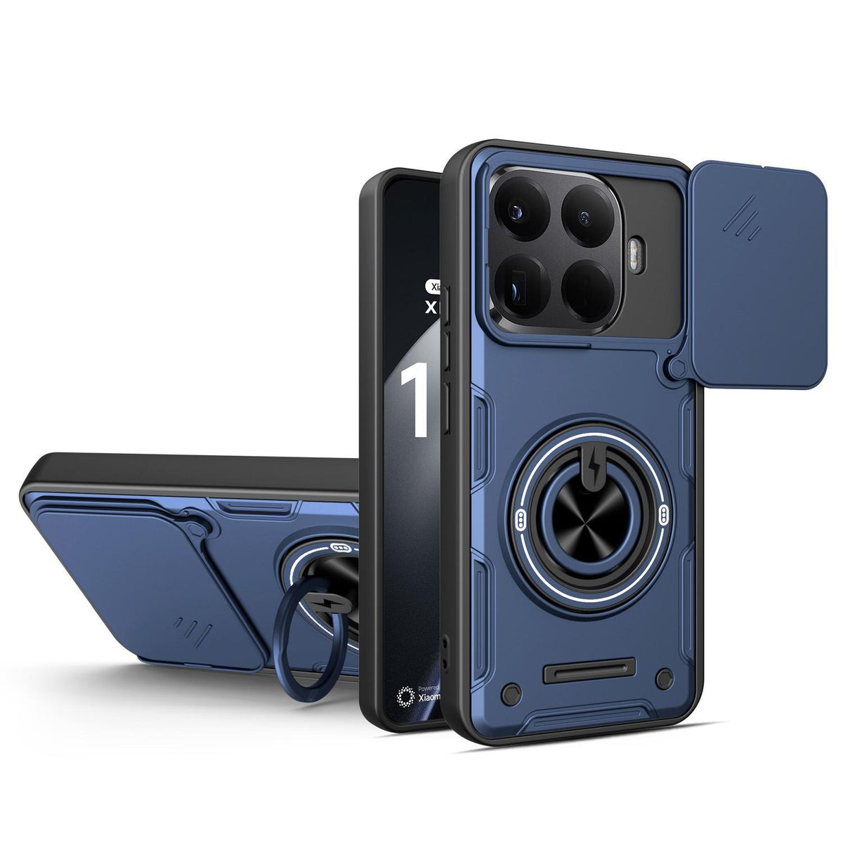 For Xiaomi 17T 5G Multifunctional Sliding Camshield Ring Holder Phone Case - Blue - EDA009734106B