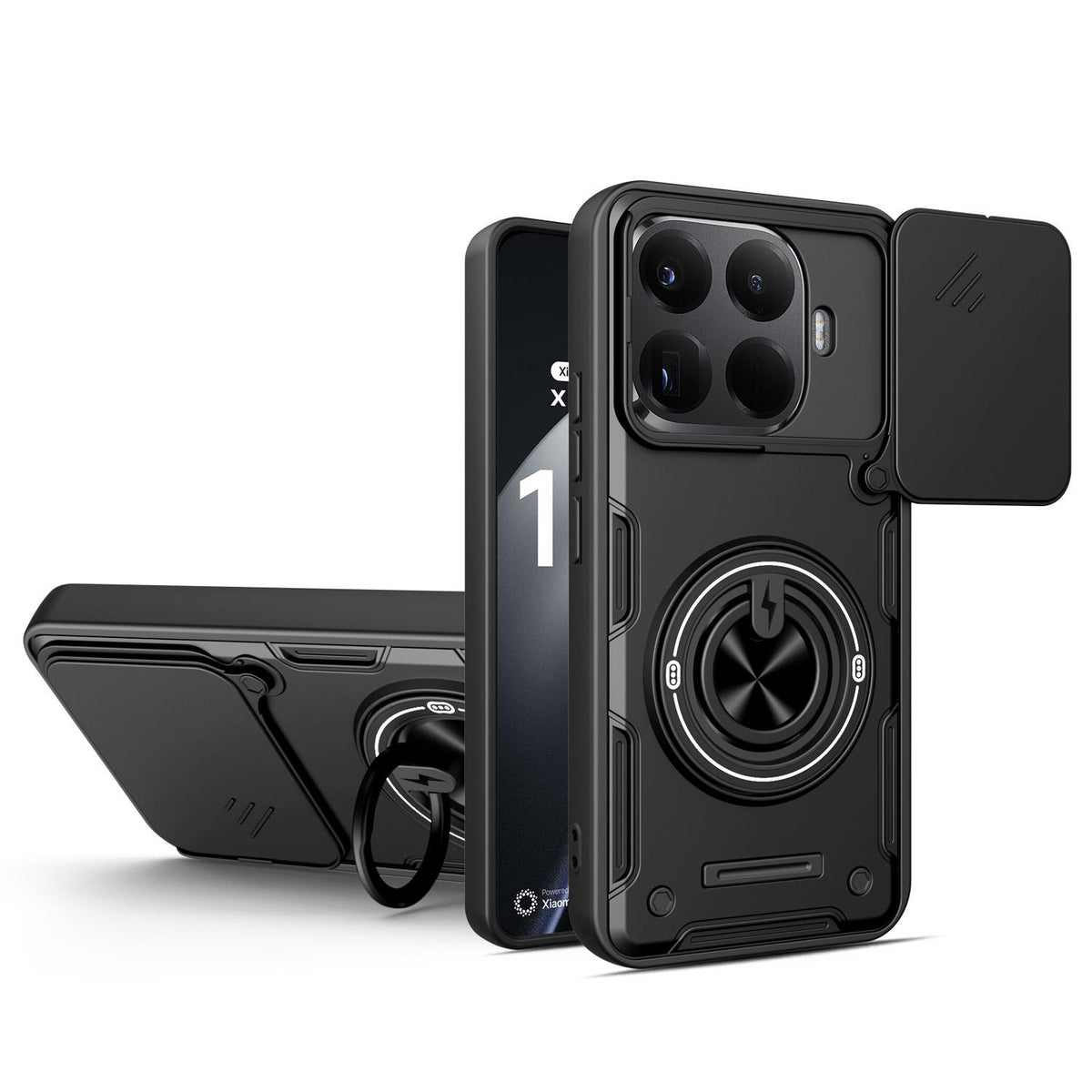 For Xiaomi 17T 5G Multifunctional Sliding Camshield Ring Holder Phone Case - Black - EDA009734106C