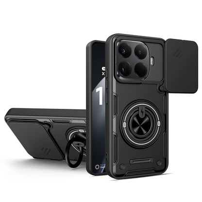 For Xiaomi 17T 5G Multifunctional Sliding Camshield Ring Holder Phone Case - Black - EDA009734106C