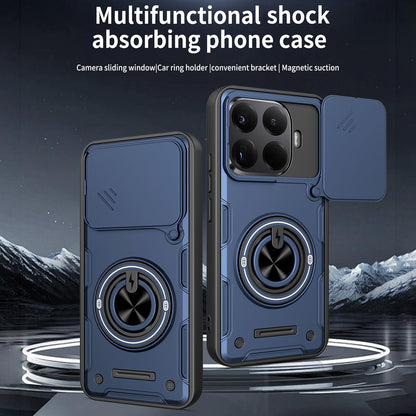 For Xiaomi 17T 5G Multifunctional Sliding Camshield Ring Holder Phone Case - Red - EDA009734106D