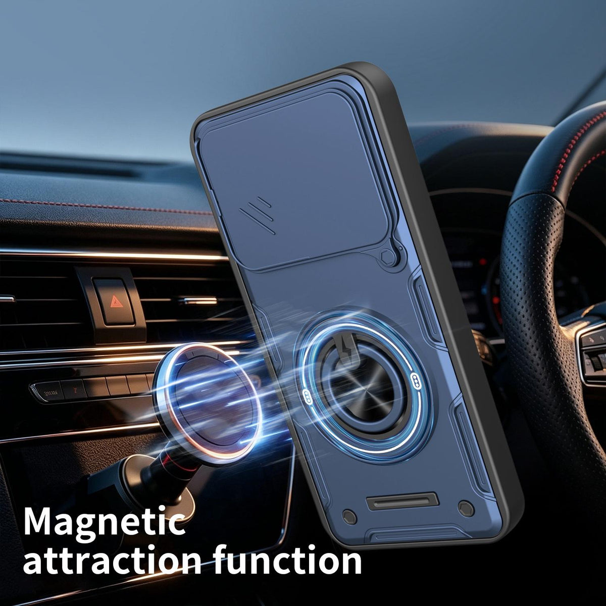 For Xiaomi 17T 5G Multifunctional Sliding Camshield Ring Holder Phone Case - Red - EDA009734106D