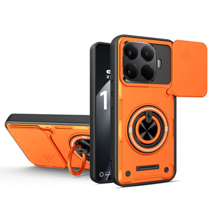 For Xiaomi 17T Pro 5G Multifunctional Sliding Camshield Ring Holder Phone Case - Orange - EDA009734107A
