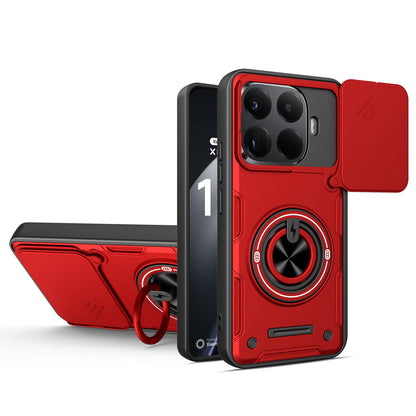 For Xiaomi 17T Pro 5G Multifunctional Sliding Camshield Ring Holder Phone Case - Red - EDA009734107D
