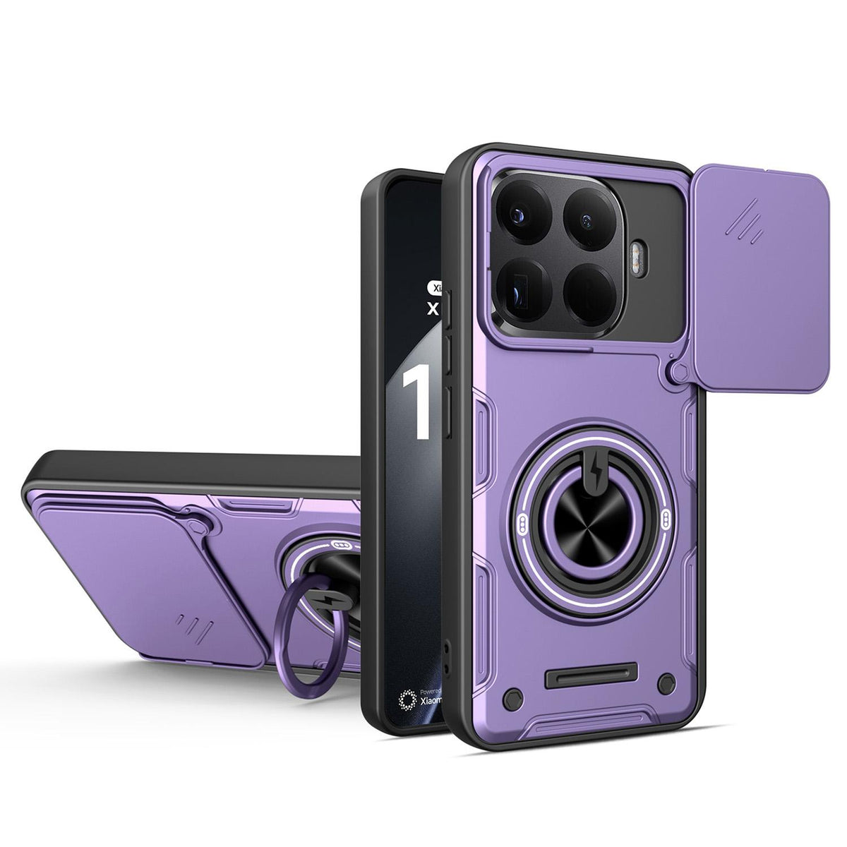 For Xiaomi 17T Pro 5G Multifunctional Sliding Camshield Ring Holder Phone Case - Purple - EDA009734107E