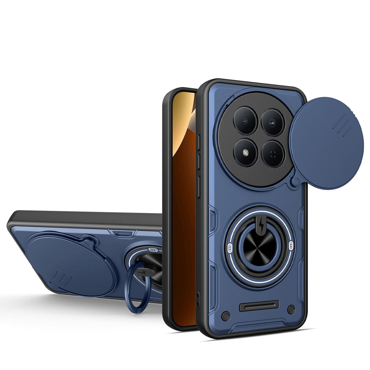 For Redmi Note 15 Pro 5G Global 163.6mm Multifunctional Sliding Camshield Ring Holder Phone Case - Blue - EDA009734202B