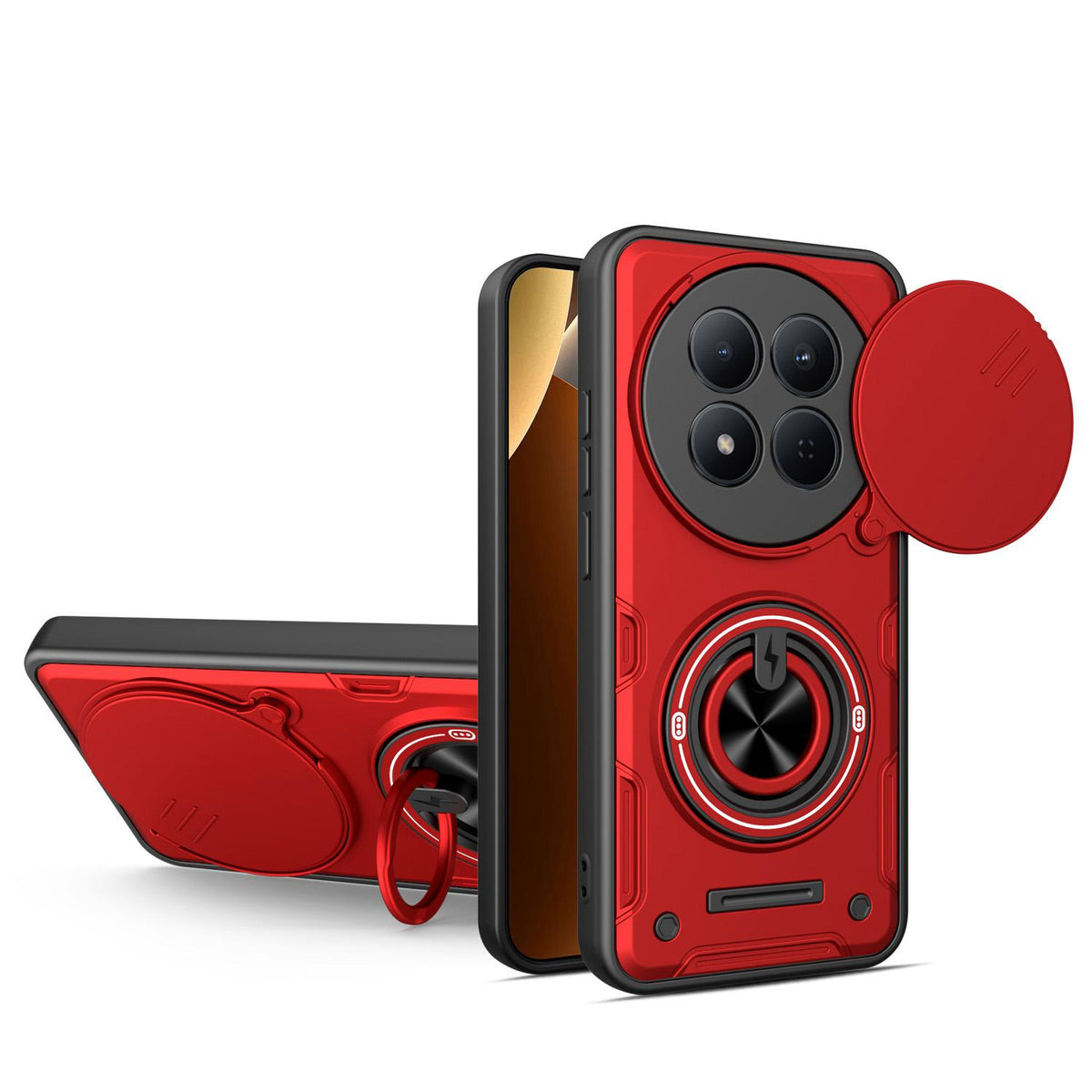 For Redmi Note 15 Pro 5G Global 163.6mm Multifunctional Sliding Camshield Ring Holder Phone Case - Red - EDA009734202D