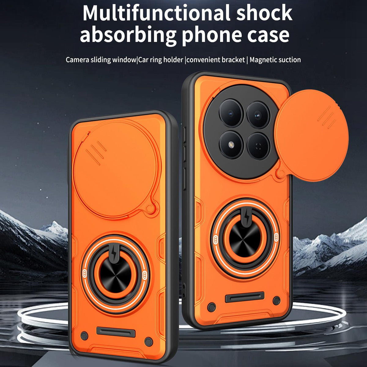 For Redmi Note 15 Pro 5G Global 163.6mm Multifunctional Sliding Camshield Ring Holder Phone Case - Red - EDA009734202D