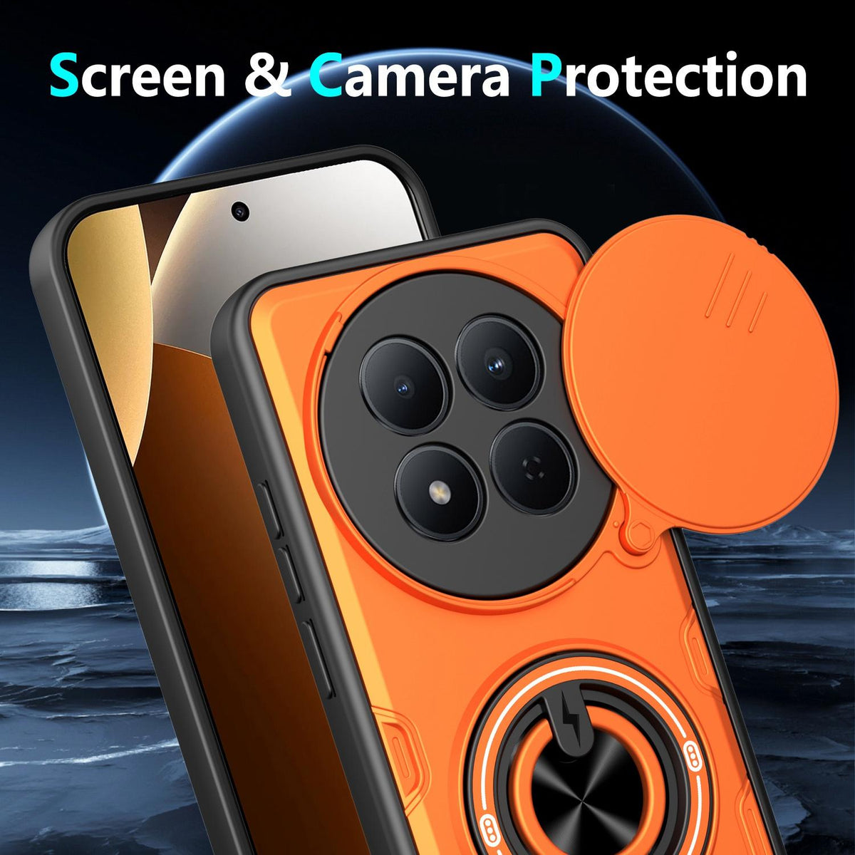 For Redmi Note 15 Pro 5G Global 163.6mm Multifunctional Sliding Camshield Ring Holder Phone Case - Red - EDA009734202D