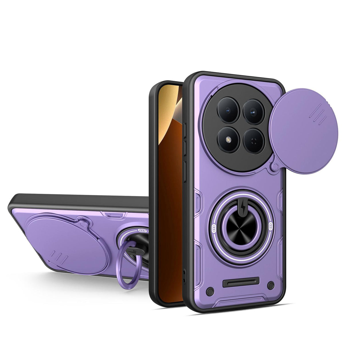 For Redmi Note 15 Pro 5G Global 163.6mm Multifunctional Sliding Camshield Ring Holder Phone Case - Purple - EDA009734202E
