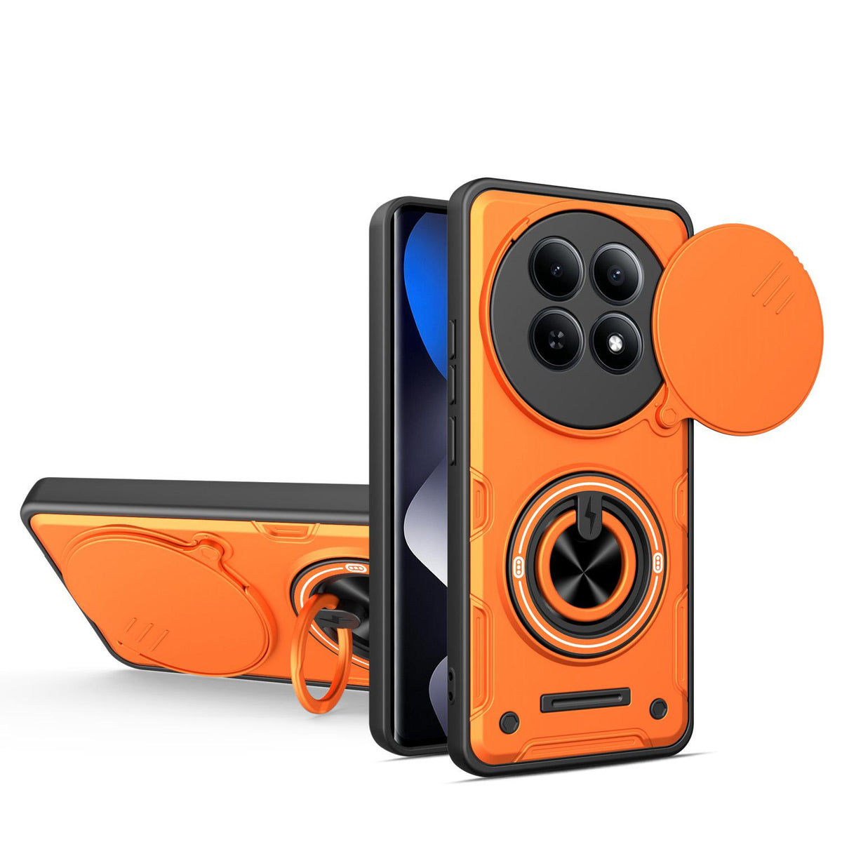 For Redmi Note 15 4G / 5G Global 164mm Multifunctional Sliding Camshield Ring Holder Phone Case - Orange - EDA009734204A