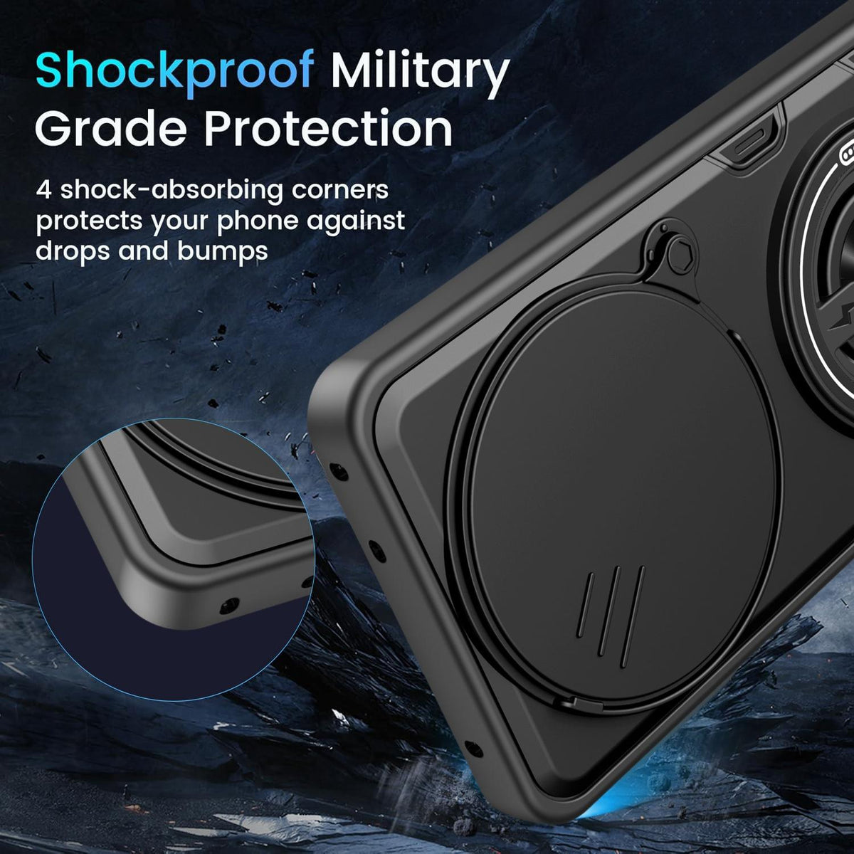 For Redmi Note 15 4G / 5G Global 164mm Multifunctional Sliding Camshield Ring Holder Phone Case - Blue - EDA009734204B