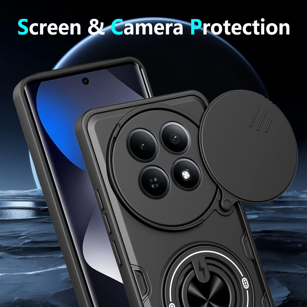 For Redmi Note 15 4G / 5G Global 164mm Multifunctional Sliding Camshield Ring Holder Phone Case - Red - EDA009734204D