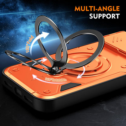 For iPhone 17 Pro Max Ring Holder Lens Slide Cover Phone Case - Orange - EDA009734301A