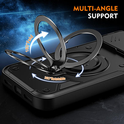 For iPhone 17 Pro Max Ring Holder Lens Slide Cover Phone Case - Black - EDA009734301C