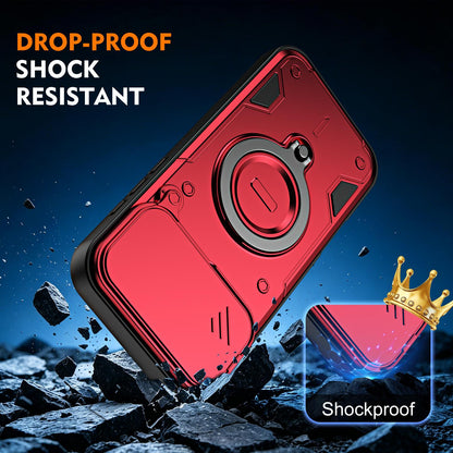 For iPhone 17 Pro Max Ring Holder Lens Slide Cover Phone Case - Red - EDA009734301D