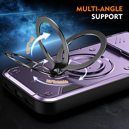 For iPhone 17 Pro Max Ring Holder Lens Slide Cover Phone Case - Purple - EDA009734301E