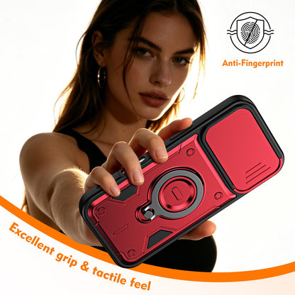For iPhone 17 Ring Holder Lens Slide Cover Phone Case - Blue - EDA009734303B
