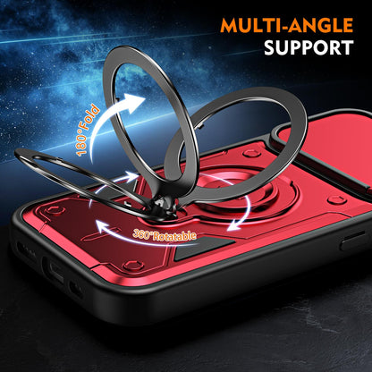 For iPhone 17 Ring Holder Lens Slide Cover Phone Case - Black - EDA009734303C