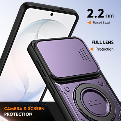 For Galaxy A56 5G Ring Holder Lens Slide Cover Phone Case - Red - EDA009734503D