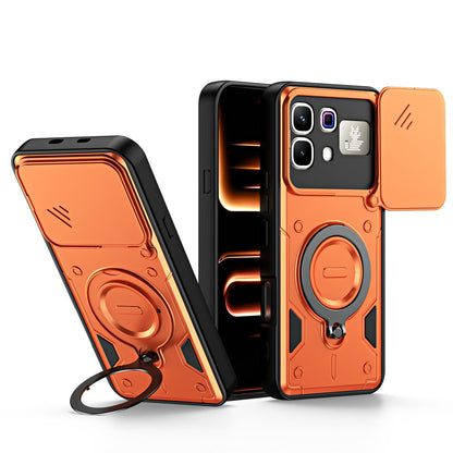 For Infinix Note 60 / 60 Pro 5G Ring Holder Lens Slide Cover Phone Case - Orange - EDA009734704A