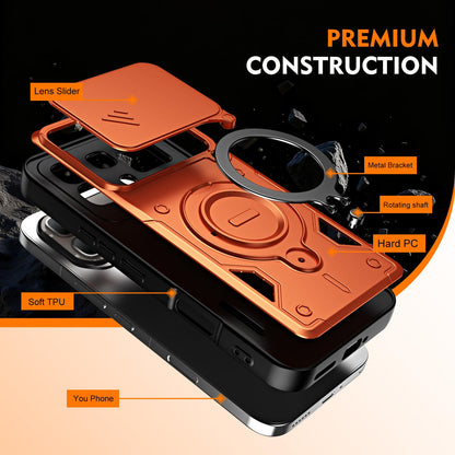 For Infinix Note 60 / 60 Pro 5G Ring Holder Lens Slide Cover Phone Case - Orange - EDA009734704A