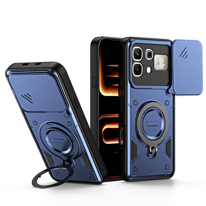 For Infinix Note 60 / 60 Pro 5G Ring Holder Lens Slide Cover Phone Case - Blue - EDA009734704B