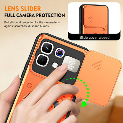 For Infinix Note 60 / 60 Pro 5G Ring Holder Lens Slide Cover Phone Case - Black - EDA009734704C