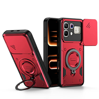For Infinix Note 60 / 60 Pro 5G Ring Holder Lens Slide Cover Phone Case - Red - EDA009734704D
