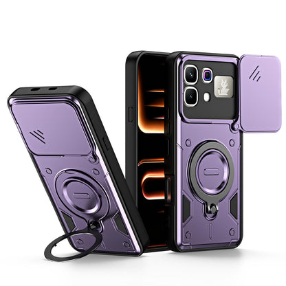 For Infinix Note 60 / 60 Pro 5G Ring Holder Lens Slide Cover Phone Case - Purple - EDA009734704E