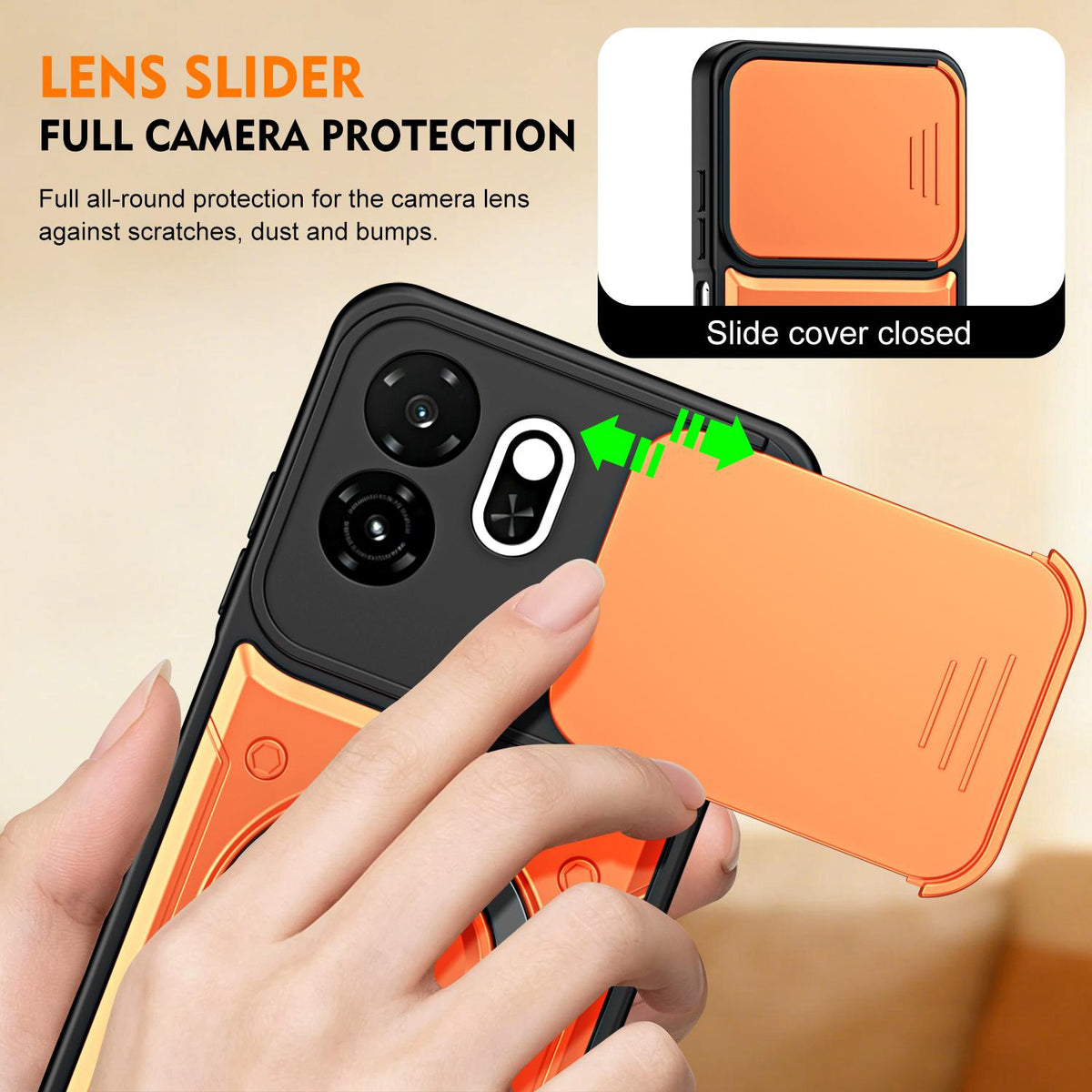 For Itel A100C 4G Ring Holder Lens Slide Cover Phone Case - Blue - EDA009734802B