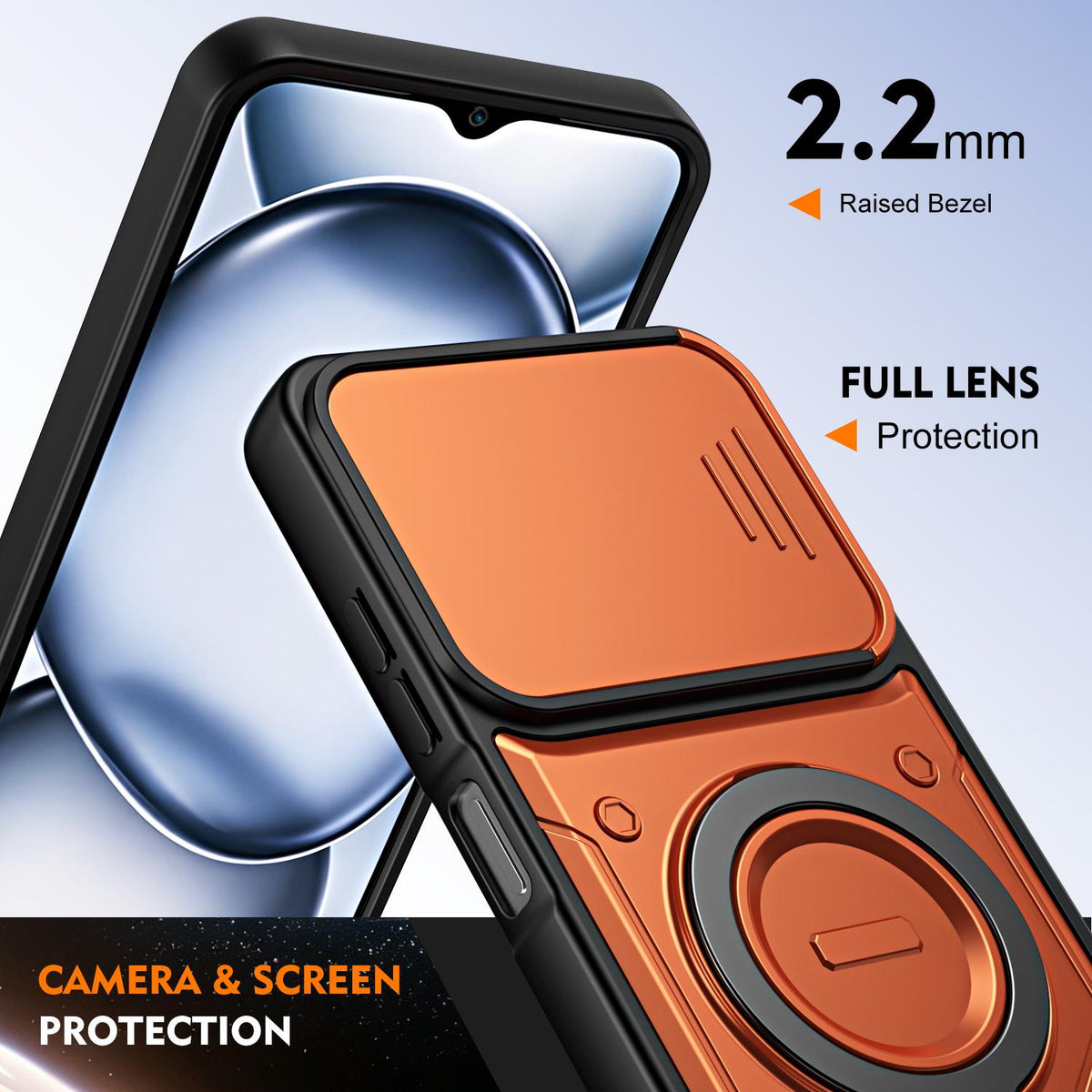 For Itel A100C 4G Ring Holder Lens Slide Cover Phone Case - Purple - EDA009734802E