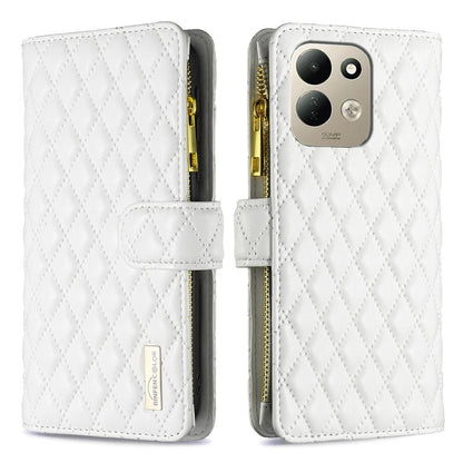 For Redmi 17 5G / 4G Global 170mm Diamond Lattice Zipper Wallet Leather Flip Phone Case(White)